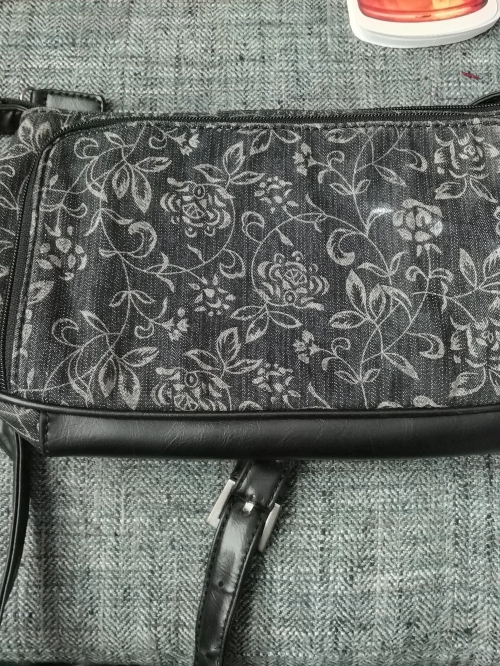 Relativity Black and Gray Floral Crossbody Bag